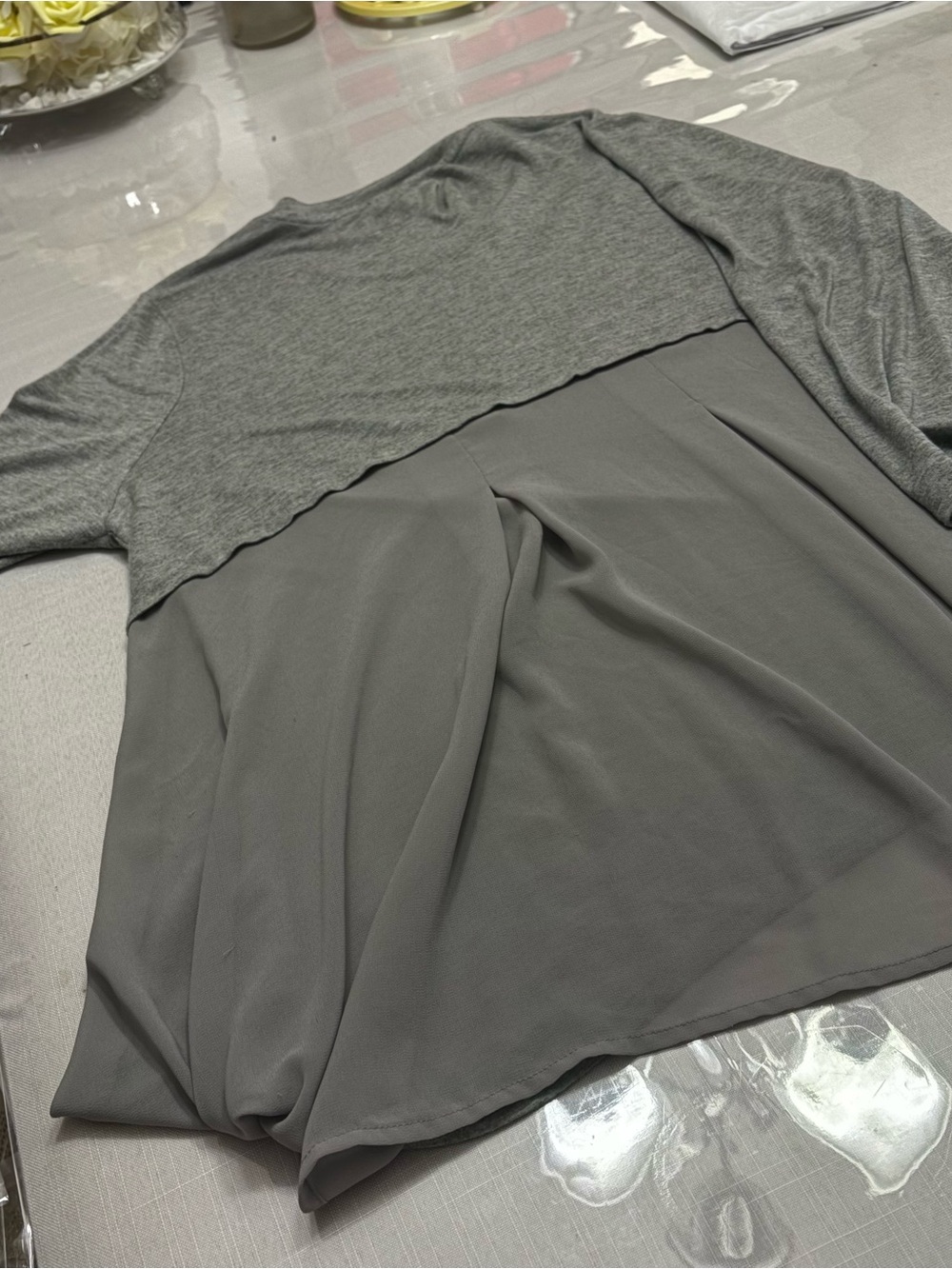 Lane Bryant Gray Layered Back Pleat Sweatshirt